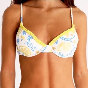 NWT Aurelle Swim Limon Cello Ruffle Underwire Top